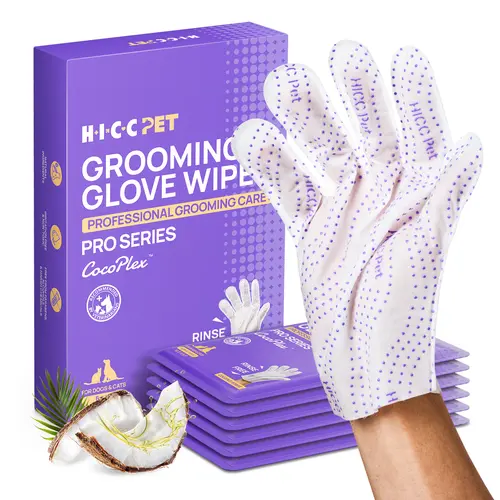 HICC PET Deshedding Grooming Wipes for Dogs & Cats, Coconut Oatmeal 6pcs Pro Travel Pack - Hypoallergenic, Disposable, No-Rinse, Unscented, Colloidal Oatmeal, Potassium Sorbate, Gentle Odor Removal, Quick Paws Care,sohochic