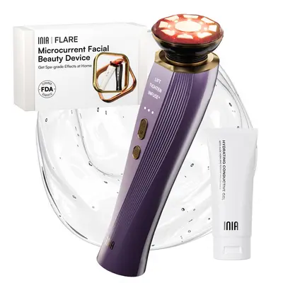 [New Color Drop]  INIA FLARE All-in-One Facial Beauty Device, 3-in-1 Facial Massager Beauty Device for Face and Neck Skin Rejuvenation Lifting/ Tightening/ Infusing, Best Mother's Day gift for Her