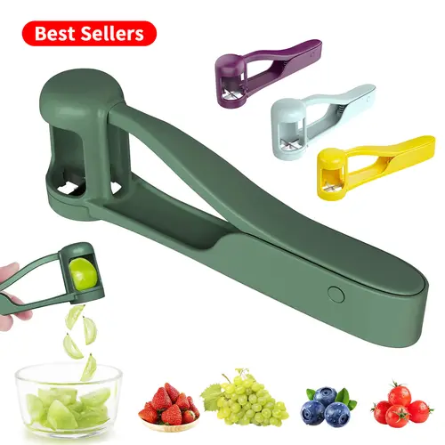 SohoChic LUVAN Stainless Steel Grape Cutter - Durable ABS Fruit Tool for Toddlers 1-3, 1-Press Quarter Slicing, Automatic Spring Return, Thumb Operation, Safe for Cherry Tomato, Kids' Snacks, Outdoor Activities, Party Platters Kitchen Supply