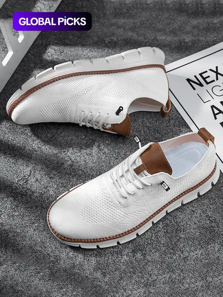 Men's Business Casual Lace Up Low Top Fashion Running Sneakers, Breathable Comfortable Sports Running Style Shoes, Male All-match Round Toe Shoes for Daily Wear