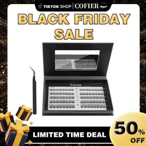 Cofier DIY Lash Kit Press on Lash No Glue Lash Self-Adhesive Eyelash Kit Individual Lashes Beginner Friendly Eyelashes with Tweezers(80/90/120 Pcs) #Summervibes