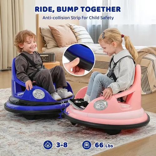 #sohochic Dripex 12V Bumper Car for Toddlers, Kids Electric Ride-On Toys W/Remote, 2 Speeds, 360° Spin, LED Lights, Music & DIY Stickers, Gift for 3-6 Boys Girls