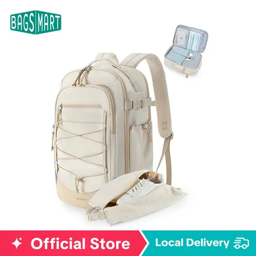 BAGSMART 17.3 Inch Carry On Travel 30L Backpack Travel Bag With Shoe Bag - Water Resistant Daypack for Men and Women sohochic