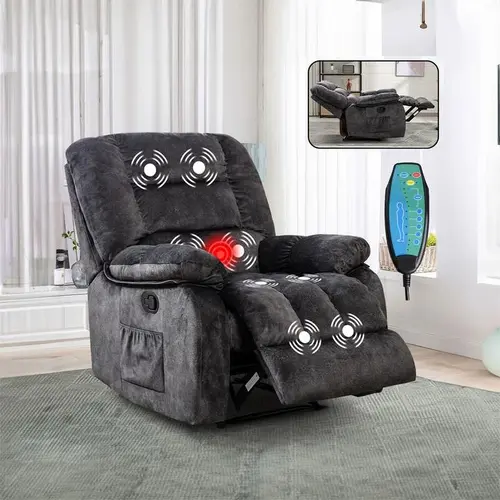 [DealsForYouDays] EBELLO 36'' Massage Recliner Chair with Heat and Vibration – Soft Fabric Manual Reclining Chair for Living Room and Bedroom Footrest Relaxation