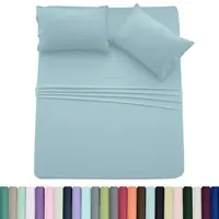 LDC LUX DECOR COLLECTION 4-Piece Plain Bed Sheet Set with Fitted Sheet (16" Deep Pocket, Up to Cal King), Ultra Soft Hotel Luxury Bedding, Oeko-TEX Certified, Embroidered Pillowcases, Easy-Care for Busy Homes - Summer Gift