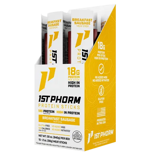 1st Phorm Protein Sticks, 18g of Protein per Stick, No MSG or Nitrates, 15 ct