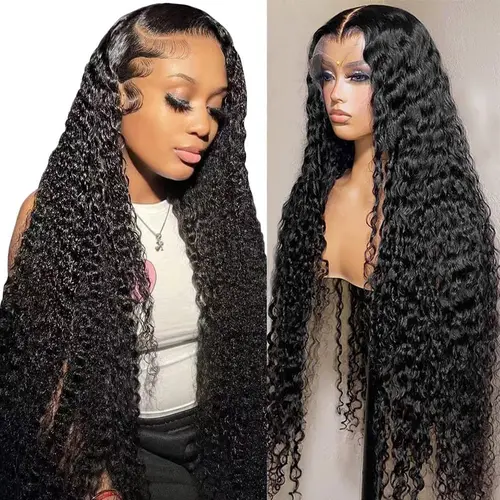 Bling Hair Deep Wave HD Transparent Lace Front Human Hair Wig for Women Water Wave Pre Plucked 13x4 13x6 Lace Frontal Wigs 30 Inches 4x4 Lace Closure Brazilian Remy Hair Wig 180% SoHoChic Style #TikTokShopBackToSchool