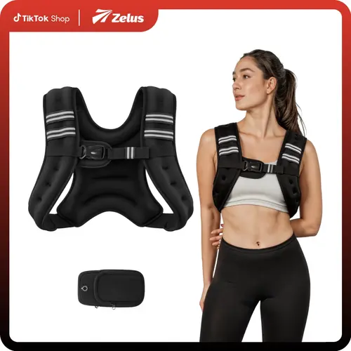 【BackToSchool】ZELUS Weighted Vest-6/8/12/16/20/25/30lb Rucking vest with Phone Pouch&Reflective Stripes&Adjustable Straps for Men&Women|Workout enhancer for Motivational walking,Strength Training,Running|#