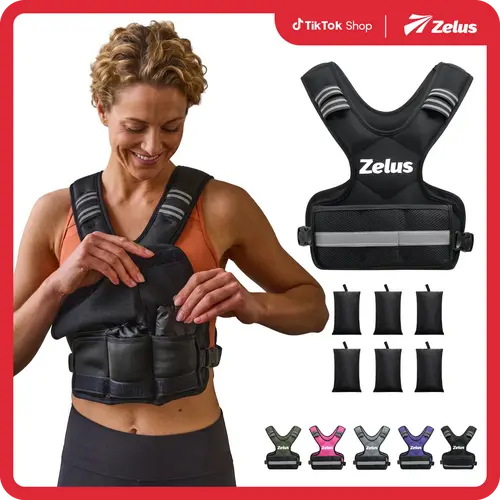 【BackToSchool】ZELUS Weighted Vests, 4-10lbs/11-20lbs/20-32lbs Adjustable Workout Weighted Vest with 6 Ironsand Weights for Men&Women: Motivational Walking, Running,Rucking,Strength Training|#