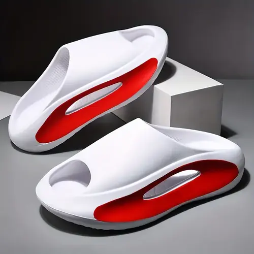 Men's Colorblock Hollow-Out Slide Sandals - Lightweight, Breathable, Sneaker-Like Design, Walking Shoes for Daily Wear, Outdoor Beach Use