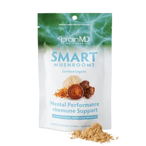 Smart Mushrooms | BrainMD | 30 Servings | Brain Health & Immune Support | Focus, Energy & Stress Resilience | Organic 6-Mushroom Blend with Lion's Mane