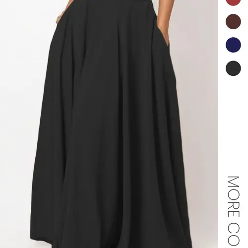 Women's Solid Pocket Flared Casual Skirt, Elegant High Waist A-Line Maxi Skirt for Party Holiday Wedding Guest, Ladies Bottoms for All Seasons