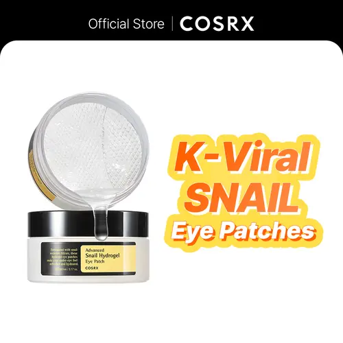 [COSRX Official] Snail Mucin Under Eye Patches (60 Count) - Korean Skin Care Moisturizer Mask, Hydrating Treatment for Dark Circles & Fine Lines