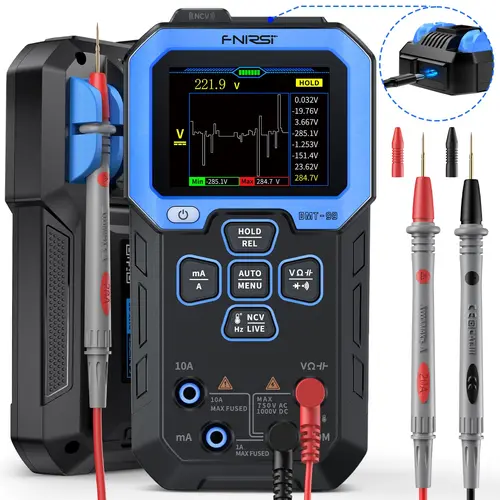 FNIRSI DMT-99 Digital Multimeter 9999 Counts Smart Professional Automotive Voltage Tester 1000V 10A True RMS Auto Range AC DC Ohm Hz Capacitance Tool Recording Mode Type-C Port TFT Screen Display Private Customization For Home Appliances Voltage,toolupgra