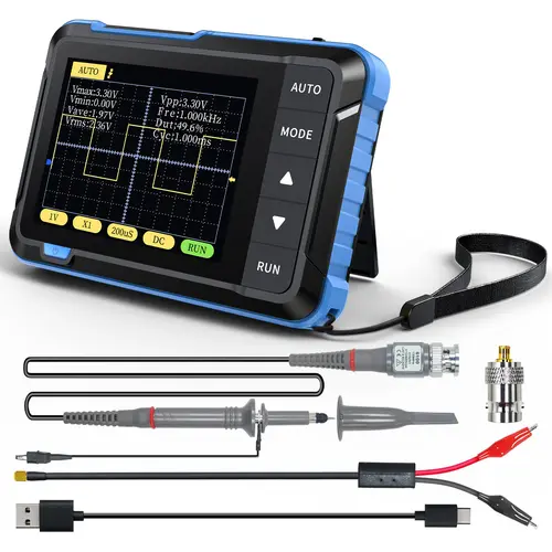 FNIRSI DSO-152 Pocket Oscilloscope - 2.8 Inch LCD, Type-C, 200 kHz, 1-Key Auto Setting, Full Trigger Function Automotive Voltage Tester, Diagnostic Tool for Car Audio Check, Car Tools, DIY Learning, Voltage Check Tool,toolupgrade