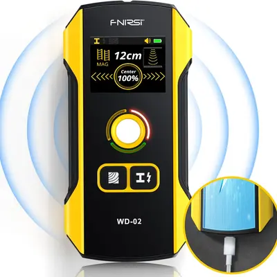 FNIRSI WD-02 and WD-01 Wall Detector Stud Finder With Handle Portable Precise Positioning TFT Display AC Live Cable Wire/Metal/Wood Stud Scanner Tool Hardware With Depth Gauge Read Audible Alerts for Wall Drilling,toolupgrade