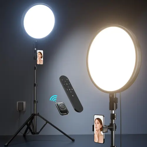 Weilisi Full‑Screen Large Ring Light,72" Heavy‑Duty Tripod Stand,6500K Dimmable Soft Lighting Kit with IR Remote & Power Adapter, for TikTok Live, YouTube, Photography, Professional Video Recording