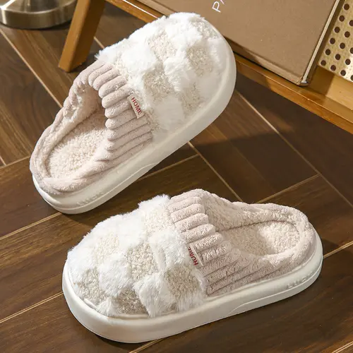Cotton slippers for women, anti slip cashmere for warmth, monthly slippers for indoor home, cute and fluffy cotton mop Girl Footwear Flipflop Walking Shoes Swag Slide