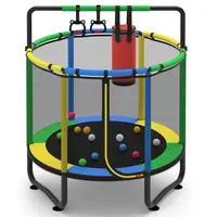 Segmart Mini Round Trampoline for Kids，55'' Indoor Outdoor Toddler Trampoline with Enclosure Net, Sandbag, Ring, Ocean Balls, Small Trampoline Gift for Boys Girls, Best Christmas Gift for Kids, Black Friday