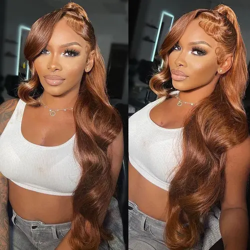 TikTokShopBlackFriday Bling Hair 180% Chocolate Brown Wigs Body Wave Brazilian Human Hair For Women 13x4 13x6 HD Transparent Lace Front Human Hair Wig Pre plucked Natural Hairline 30 32 Inch