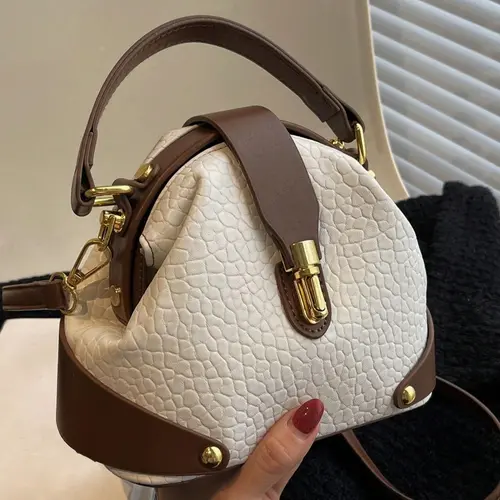Women's Elegant Colorblock Handbag, Fashionable PU Leather Crossbody Shoulder Bag, Casual Trendy Versatile High-end Commuting Bag