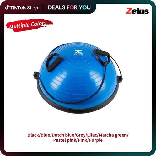【BackToSchool】ZELUS Balance Ball Trainer with Resistance Bands and Foot Pump, Inflatable Yoga Ball for Home Gym Workouts, 23 Inch Exercise Half Ball for Balance Training Core Strength Fitness|#