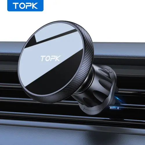 TOPK Car Phone Holder for MagSafe, Car Phone Mount, Car Phone Support, Cell Phone Car Mount, Car Phone Stand, Single-hand Operation Magnetic Car Phone Holder, Vent Mount, Cell Phone Holders, Car Interior Accessories