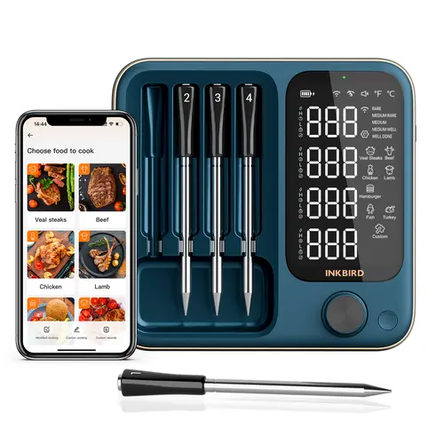 INKBIRD Wireless Digital Food Thermometer - WIFI & Bluetooth Portable LCD Kitchen Gadget, IP67 Waterproof Kitchen Thermometer for Grill BBQ, Cooking,restock,,home essentials sohochic