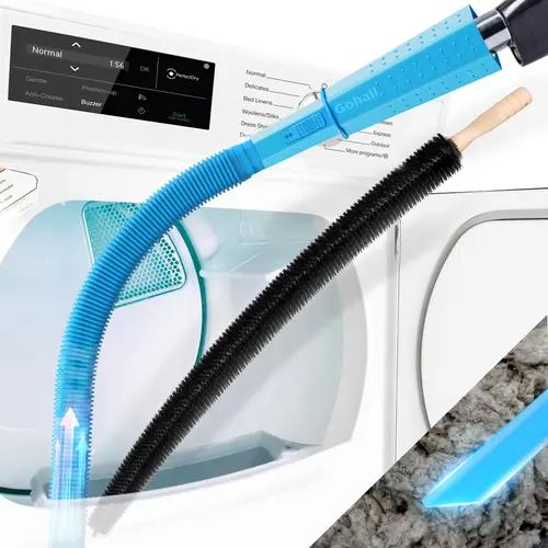 Dryer Vent Cleaner Kit, 2-Piece Vacuum Hose Attachment & Lint Brush Set for Dryer Lint and Car Crevices, Bendable Design, Improved Dryer Efficiency & Lower Electric Bills