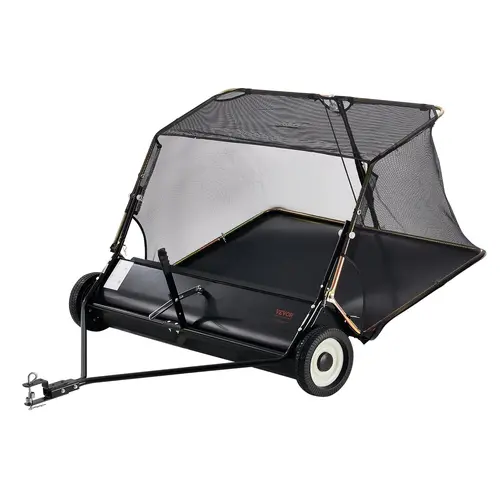 【toolupgrade】VEVOR Lawn Sweeper Tow Behind Max. 52 Inch 26 cu.ft. Large Pull Behind Grass SweeperHeavy Duty Leaf & Grass Collector with Dumping Rope DesignAdjustable Sweeping Height for Picking Up Debris & Grass