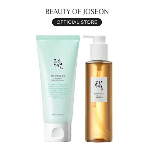 [Beauty of Joseon Official] Deep Double Cleansing Duo (Ginseng Cleansing Oil + Green Plum Refreshing Cleanser) | Remove Makeup, Blackheads, Deep Clean Pores, Nourish, Anti aging Facial Cleanser, Moisturize, Exfoliate, Korean Herbal Ingredients
