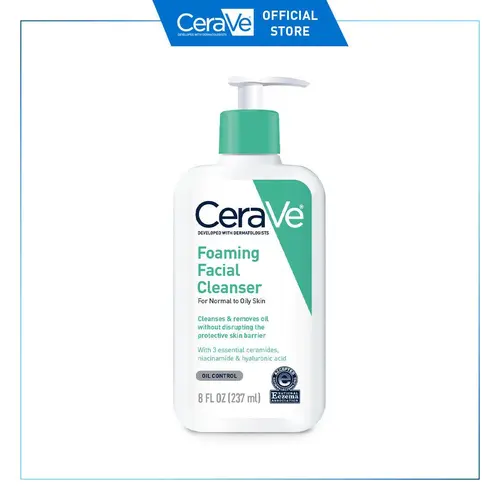 CeraVe Foaming Facial Cleanser | Normal to Oily Skin | Daily Face Wash | Oil Control Gel-to-Foam | 8 oz