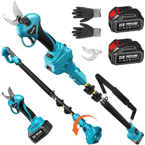 SeeSii 2-in-1 Cordless Electric Pruning Shears with Pole, 15Ft Reach, 1.2" Cutting Diameter, 21V 2x 4000mAh Batteries, Battery Powered Tree Pruner with Brushless Motor for Efficient Branch Trimming PS030 PS100 #NewArrival
