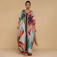 Bsubseach Kaftan Dresses for Women Plus Size Beach Swimsuit Cover Up V Neck Caftan Dress Loungewear Maxi