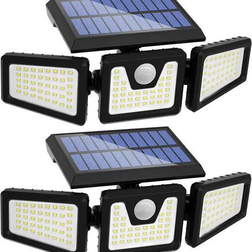 2pc Solar Outdoor Lights - Wall Mount, Solar Powered, 8W High Brightness Polycarbonate, IP65 Waterproof, Motion Sensing Lights Up When Activated, Cordless Security Deterrent for Garden Camping Home Improvement, Solar Lights, Batteries,sohochic