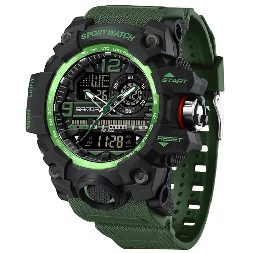 Men's Sportive Analog-digital Quartz Watch, Fashionable Waterproof Watch with Luminous & Alarm & Calendar Function, Waterproof Multifunctional Watch with Box, Sports Quartz Watch