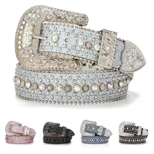 BELTROAD Fashion Diamond Sequin Blinged-Out Leather Belt, Western Style Belt for Women and Men, Belts For Women, Blinged-Out Women's Belts,sohochic