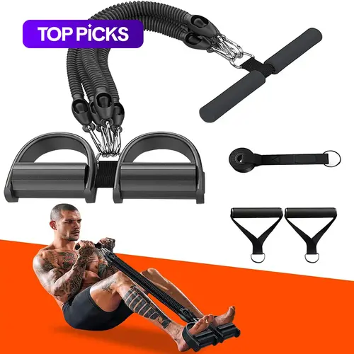 Ab Training Resistance Band with Foot Pedals, Abdominal Workout Gear, Abdominal Exercise Equipment for Home Gym Workouts #GLOBAL PICKS