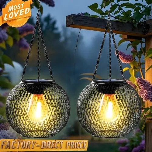 Solar Garden Hanging Lanterns - 2/4 Packs IP65 Waterproof Solar Landscape Lighting Lanterns, Patio Lighting, Hanging Lamps, Outdoor Decor for Yard Pathway,sohochic