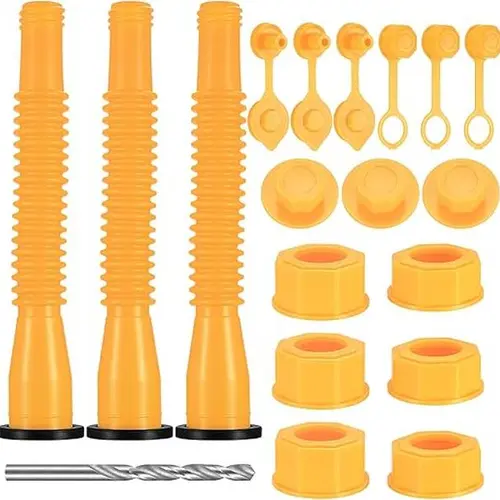 Gas Can Spout Replacement Kit - No-Spill Fuel Can Nozzle with Fuel Vent Caps, Gas Can Spout Caps, Long Flexible Tubes Pipe Fittings, Threaded Tube Pipe Fittings for Automotive Use