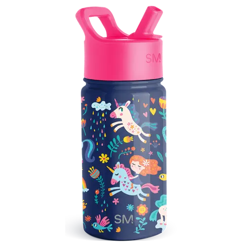 Summit 14oz Kids Water Bottle with Straw Lid - Vacuum Insulated, Reusable, Cupholder Friendly, Spill-Proof, BPA-Free