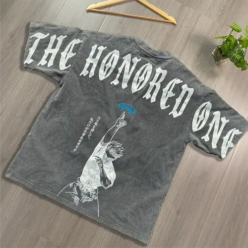 Gojo The Honored One JJK Anime Inspired Tee,Acid Wash Vintage Style T-shirt Menswear Top Tshirt Streetwear