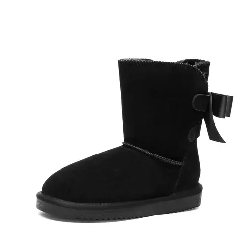 Dream Pairs Women's Stylish Bow Accent Winter Short Booties - Genuine Suede, Faux-Fur Lined, Insulated Memory Foam Warmth, TPR Outsole, All Weather Grip, Waterproof, Splash-Resist Upper, Active Footwear, Indoor/Outdoor Statement Shoes,sohochic