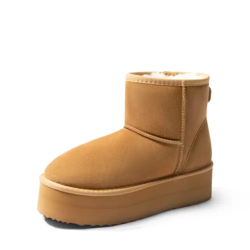 Dream Pairs Women's Suede Platform Snow Booties, Cozy Round Toe Women's Shoes with Faux Fur Lining and DIY Bow, Winter Footwear,sohochic