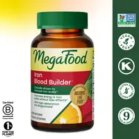 MegaFood Blood Builder Organic Iron Vitamin Dietary Supplement - Clinically Shown to Increase Iron Levels, Gentle on the Stomach, 60 Servings