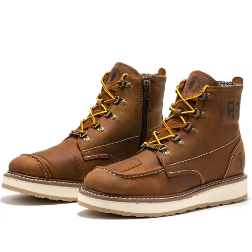 Rock Rooster  Men's  Slip-resistant Work Boots Goodyear Welt Construction Oiled Leather Steel Shank Versatile Durable Comfortable Breathable All Weather Grip Electrical Hazard Footwear Blue Collar SAP309ST