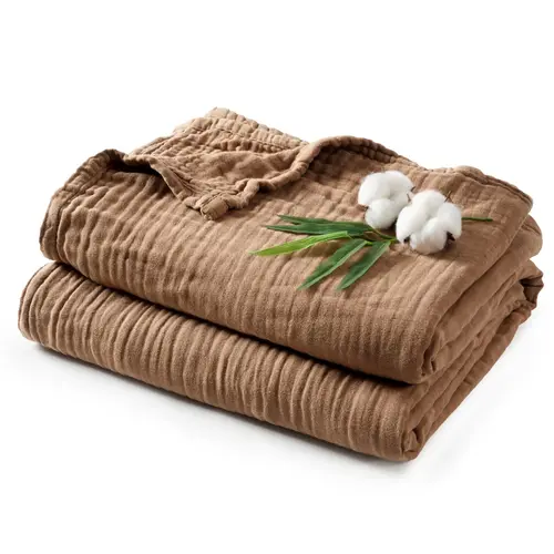 PHF Cooling Muslin Blanket, Lightweight Gauze Blanket for Adults, 60% Rayon Derived from Bamboo & 40% Cotton for Summer, 4-Layer Soft Breathable for Hot Sleepers,sohochic