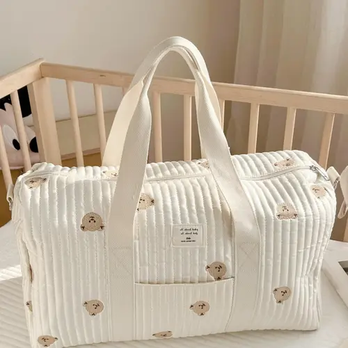 Cute Bear Pattern Handbag, Casual Trendy Purses, Casual Fashion Bag, Large Capacity Zipper Bag with Removable Strap, Daily Convenient Practical Short-distance Travel Bag, Casual Commuter Bag, Casual Commuting Handbag