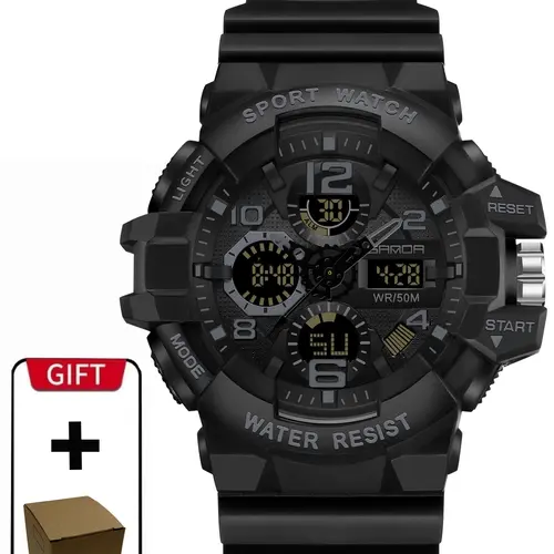 Men's Digital Analog Quartz Watch, Fashionable Watch with Alarm Mode, Trendy Sports Watch for Daily Life, Waterproof Watch, Quartz Analog Wristwatch