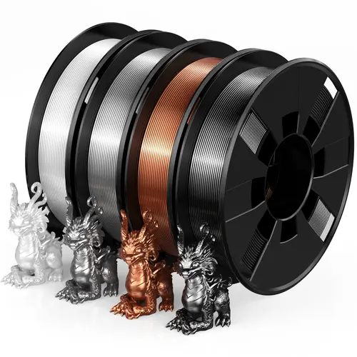 ENTINA Silk Shiny PLA Filament 1.75mm, 4 Color Small Bundle, 4 x 200g Mini Spools, Not for 1kg AMS/Multi-Color Systems, ±0.02mm, No Warping, Tangle-Free